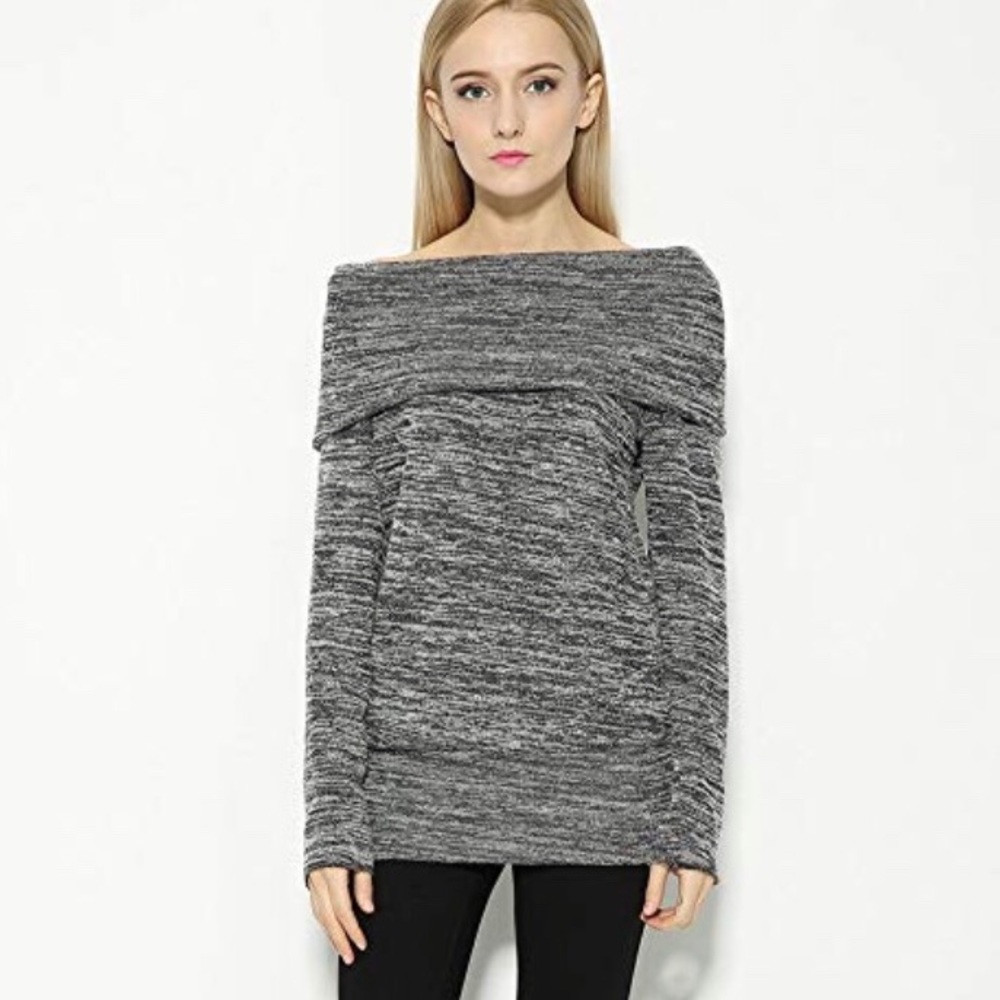 Grey Off Shoulder Sweater